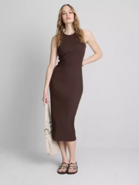 Ribbed built-in-bra midi dress