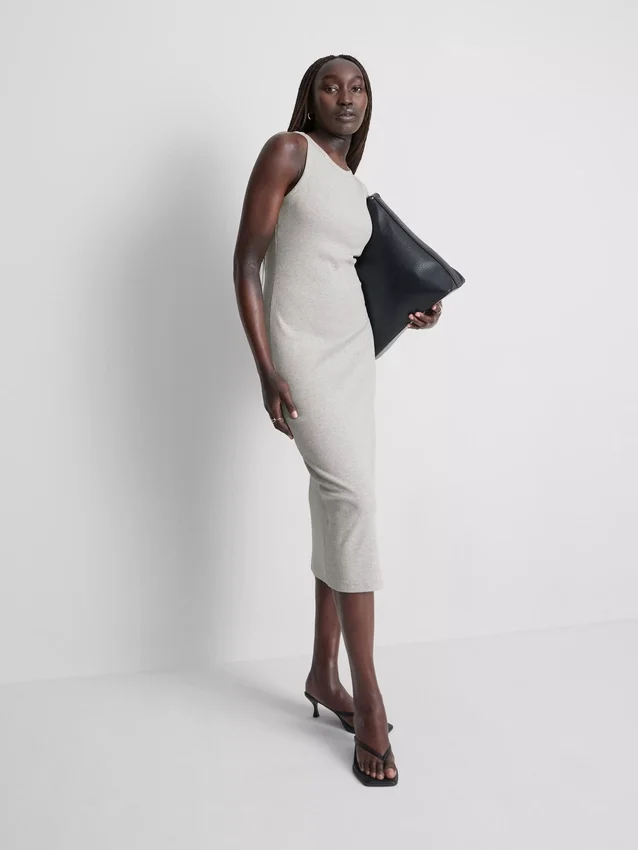 Ribbed built-in-bra midi dress