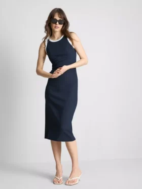 Ribbed built-in-bra midi dress