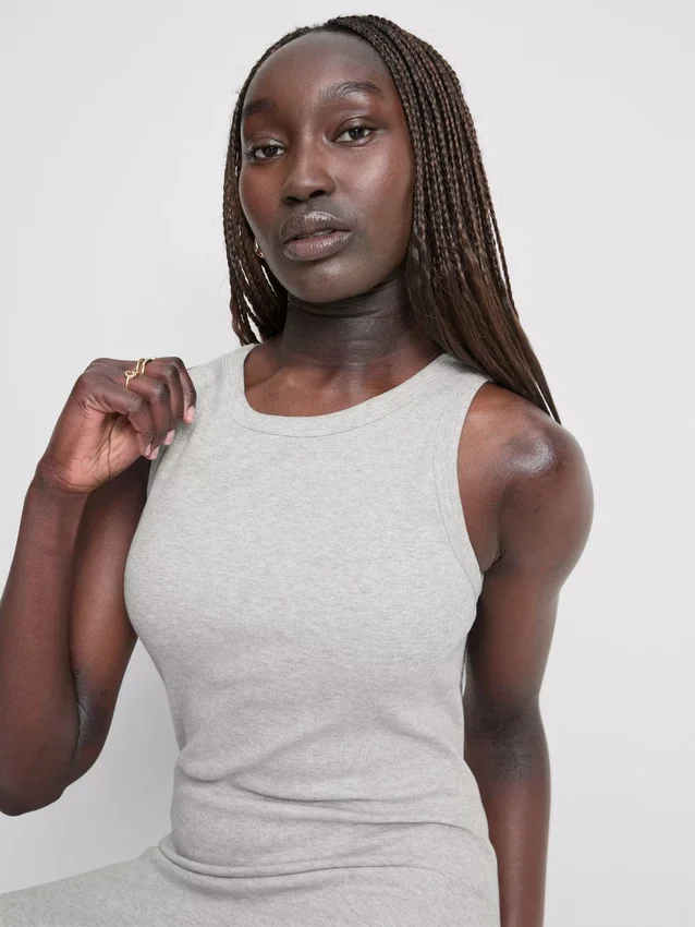 Ribbed built-in-bra midi dress