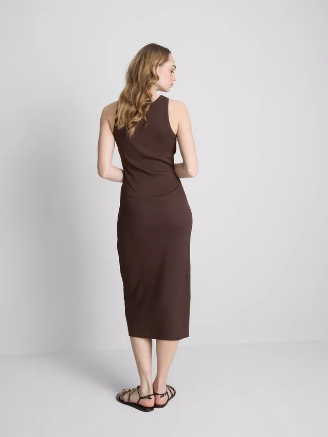 Ribbed built-in-bra midi dress
