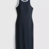 Ribbed built-in-bra midi dress