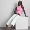 Ribbed built-in bra tank