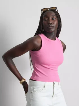 Ribbed built-in bra tank