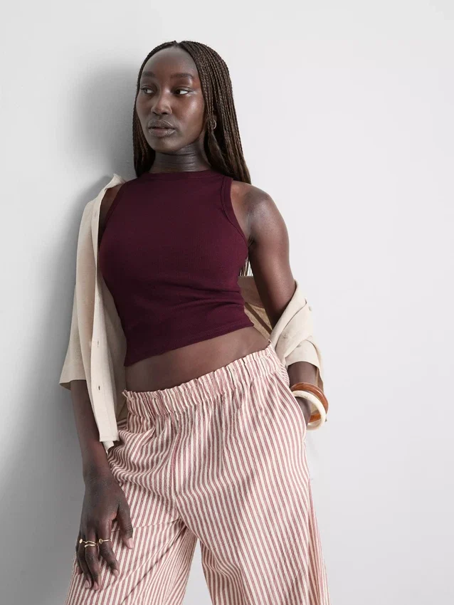 Ribbed built-in bra tank