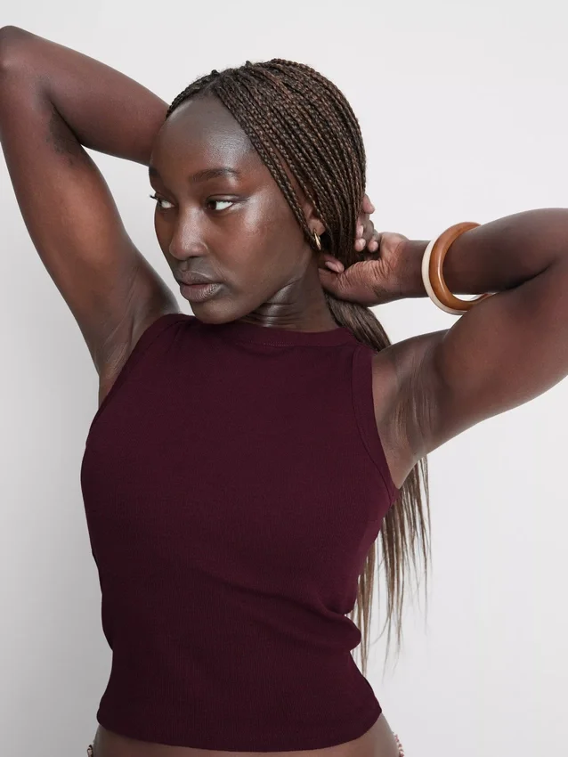 Ribbed built-in bra tank