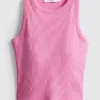 Ribbed built-in bra tank