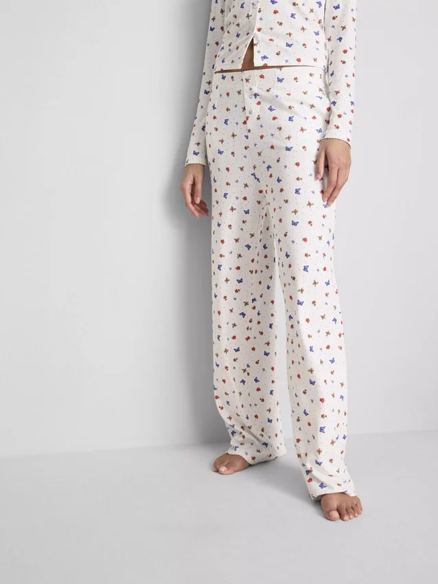 Ribbed butterfly pajama bottoms