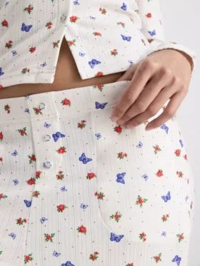 Ribbed butterfly pajama bottoms