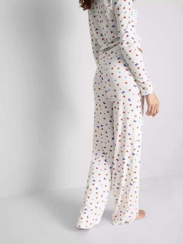 Ribbed butterfly pajama bottoms