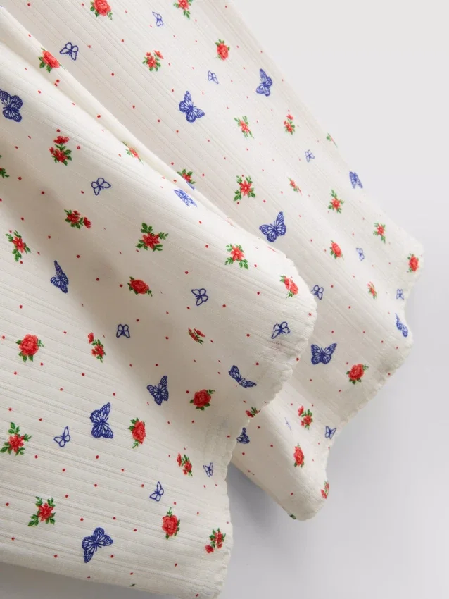 Ribbed butterfly pajama bottoms