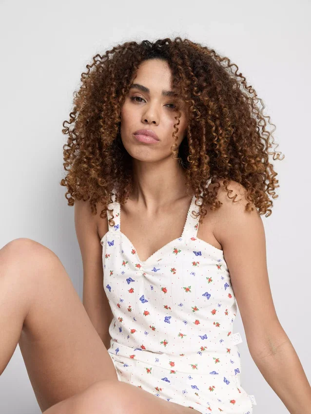 Ribbed butterfly pajama cami
