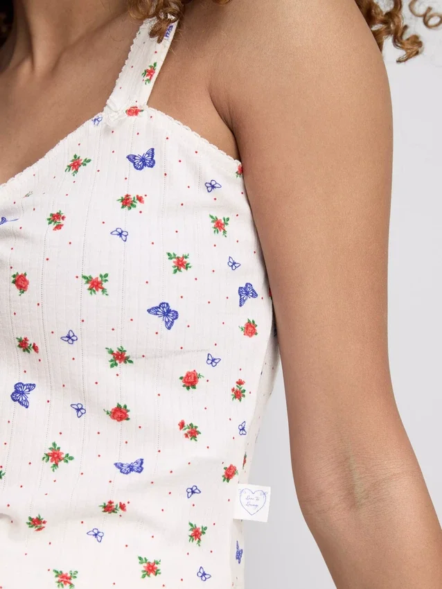 Ribbed butterfly pajama cami