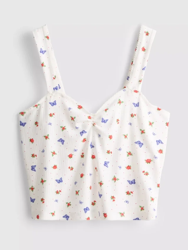 Ribbed butterfly pajama cami