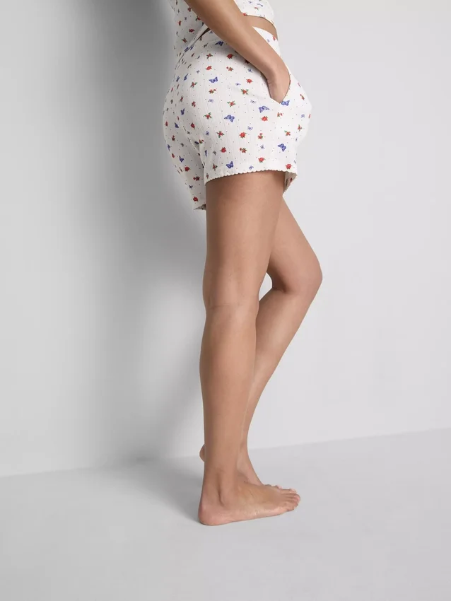 Ribbed butterfly pajama shorts