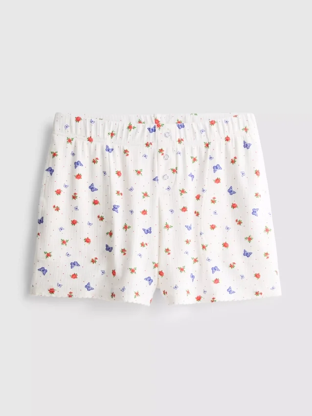 Ribbed butterfly pajama shorts