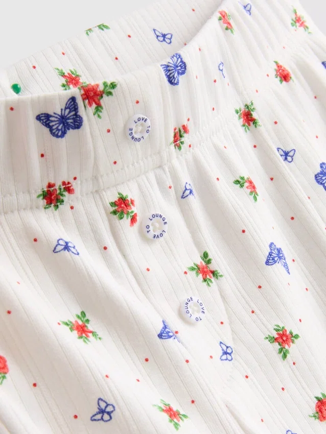 Ribbed butterfly pajama shorts