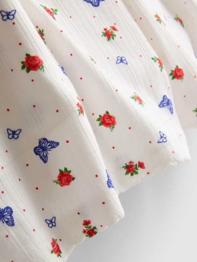 Ribbed butterfly pajama shorts