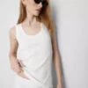 Ribbed cotton blend tank