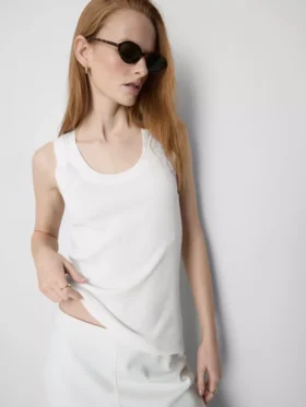 Ribbed cotton blend tank