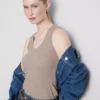 Ribbed cotton blend tank