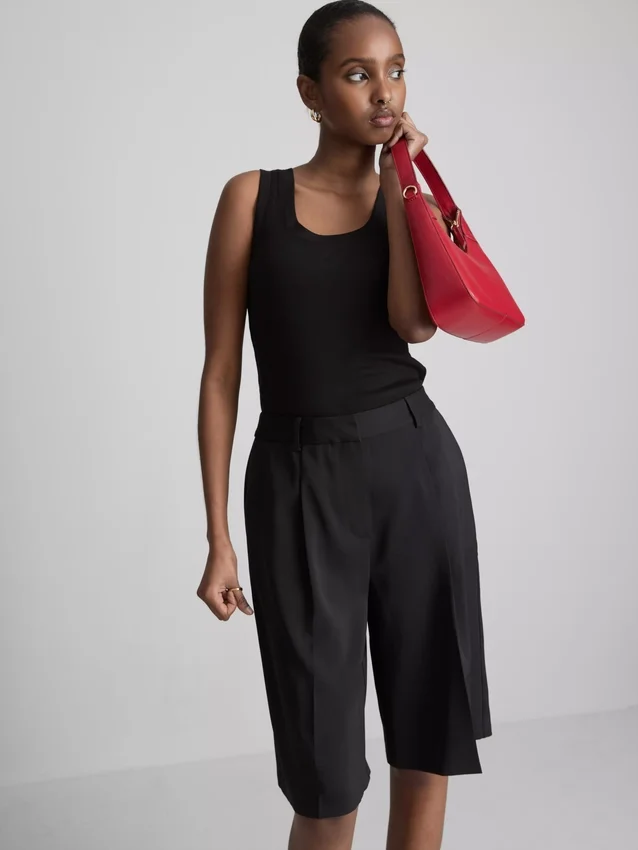 Ribbed cotton blend tank