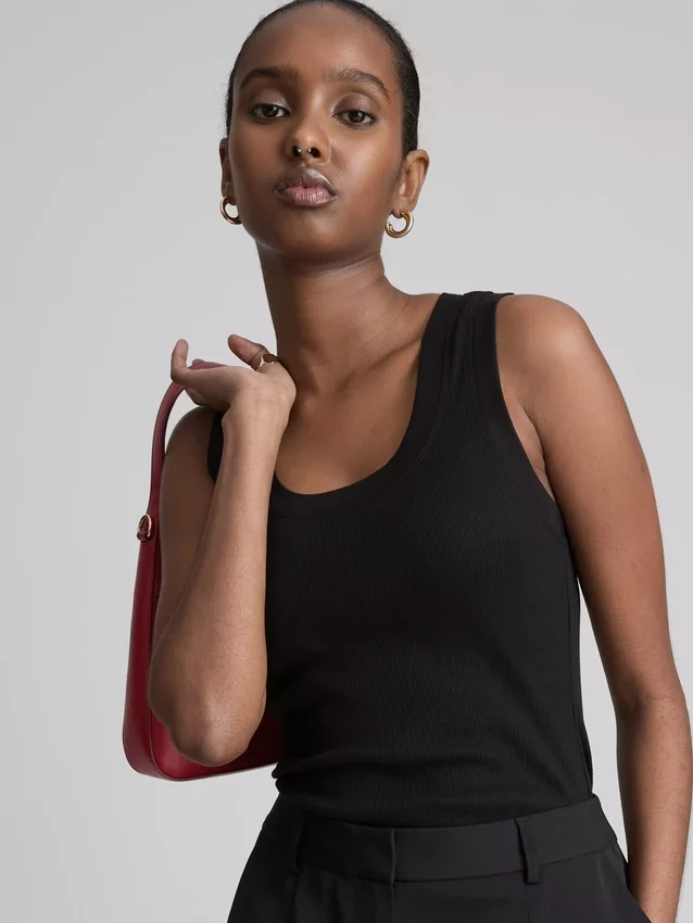 Ribbed cotton blend tank
