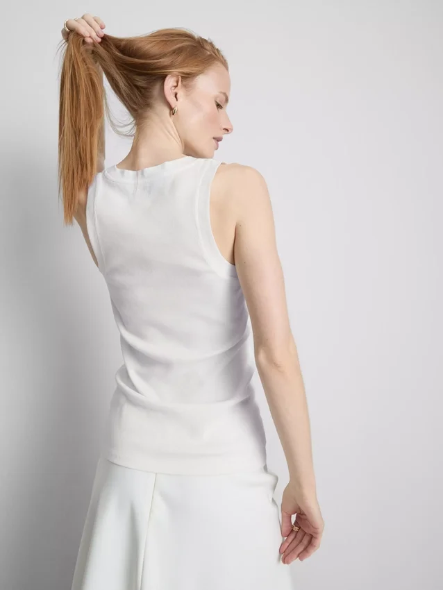 Ribbed cotton blend tank