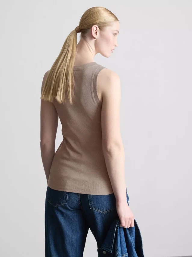 Ribbed cotton blend tank