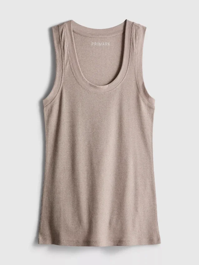 Ribbed cotton blend tank