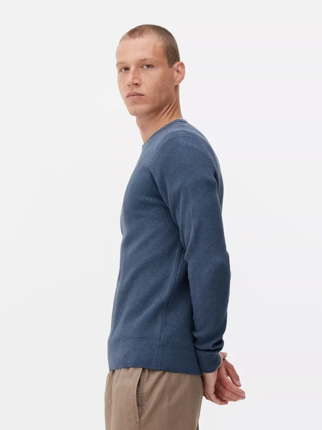Ribbed crew neck sweater