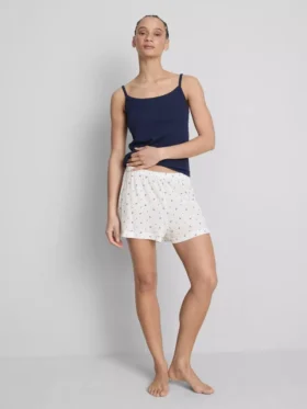 Ribbed jersey pajama shorts