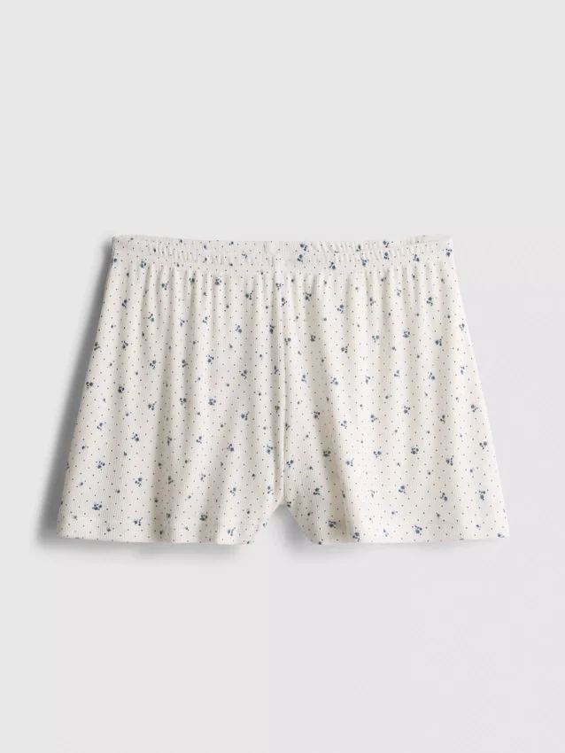 Ribbed jersey pajama shorts