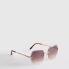 Rimless square diamanta sunglasses