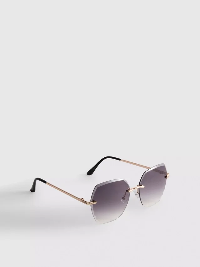 Rimless square diamanta sunglasses