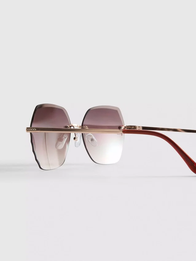 Rimless square diamanta sunglasses