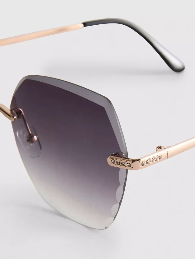 Rimless square diamanta sunglasses