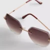 Rimless square diamanta sunglasses