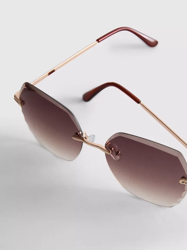 Rimless square diamanta sunglasses