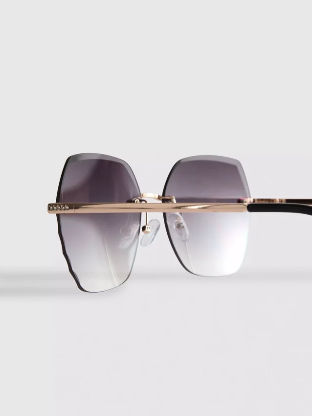 Rimless square diamanta sunglasses