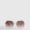 Rimless square diamanta sunglasses