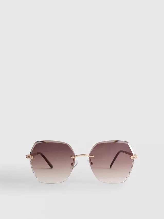 Rimless square diamanta sunglasses