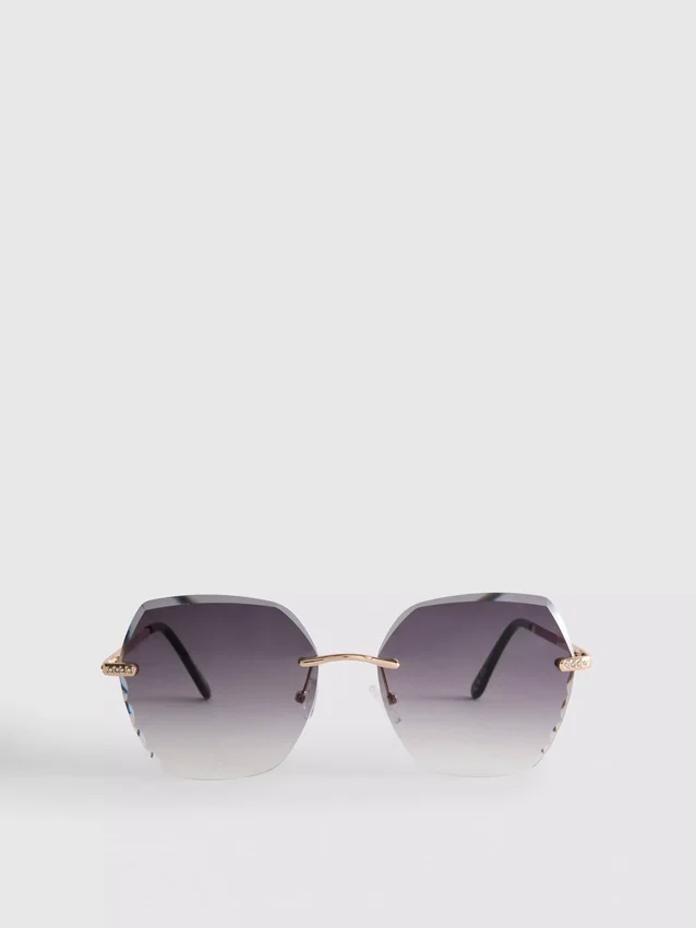 Rimless square diamanta sunglasses