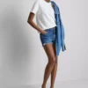 Ripped denim shorts