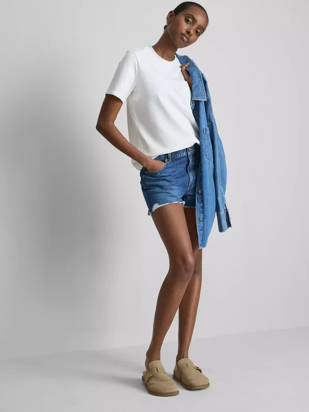Ripped denim shorts