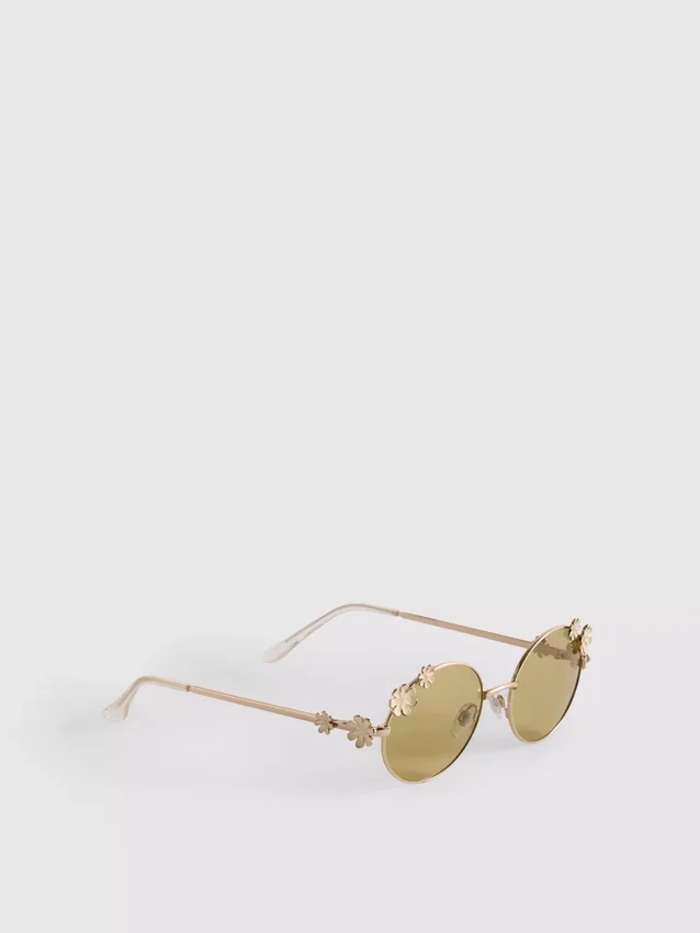 Round flower-detail sunglasses