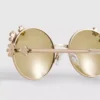 Round flower-detail sunglasses