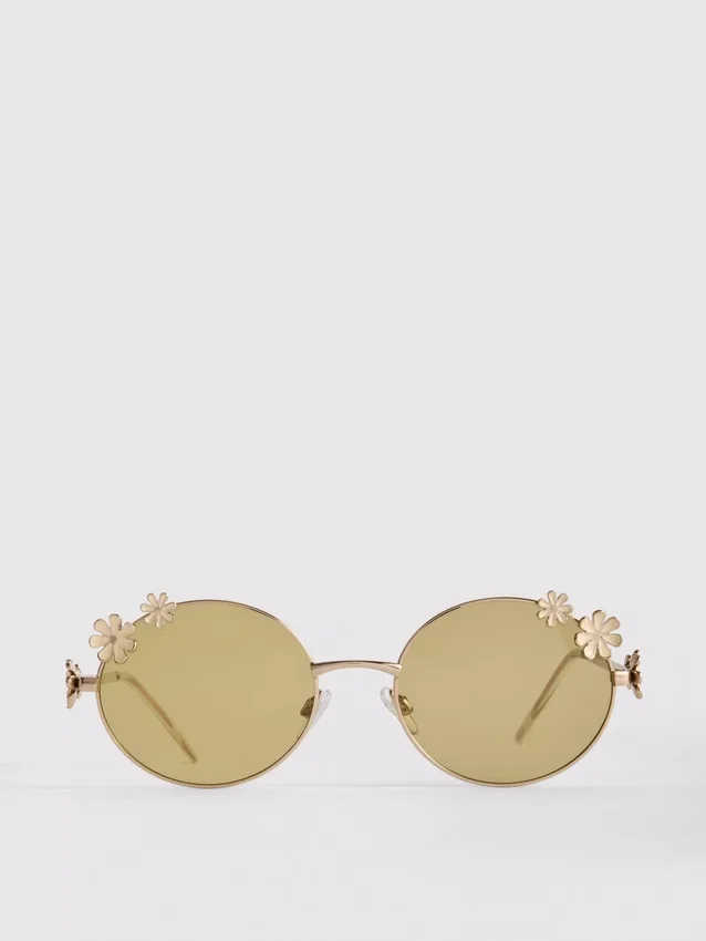 Round flower-detail sunglasses