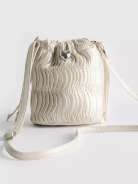 Ruched bucket crossbody bag