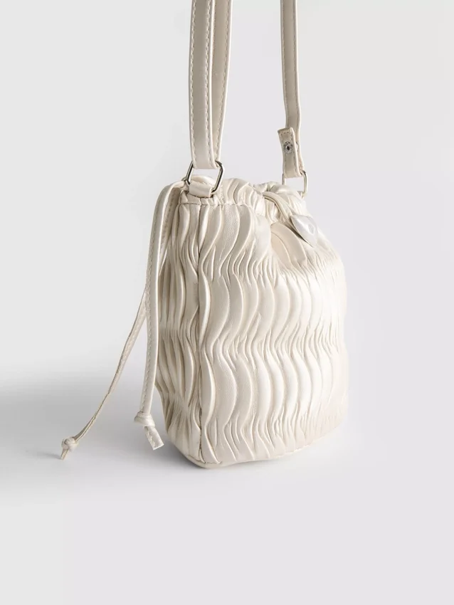 Ruched bucket crossbody bag